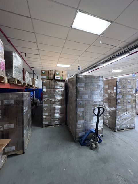 Palletized product ready to move
