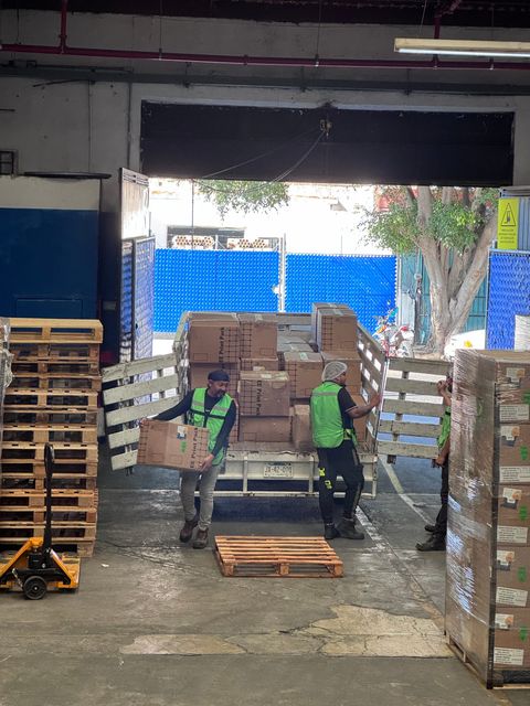 Produce cases loaded for outbound shipment