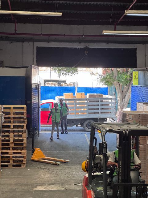 Loading dock with product being loaded for shipment